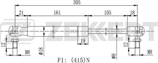 Zekkert GF-2116 - Газовая пружина, упор autosila-amz.com