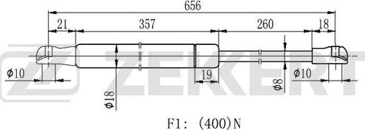 Zekkert GF-2182 - Газовая пружина, упор autosila-amz.com