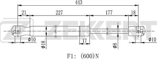 Zekkert GF-2134 - Газовая пружина, упор autosila-amz.com