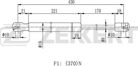 Zekkert GF-2129 - Газовая пружина, упор autosila-amz.com