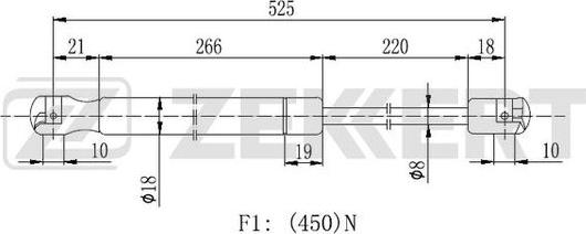 Zekkert GF-2120 - Газовая пружина, упор autosila-amz.com