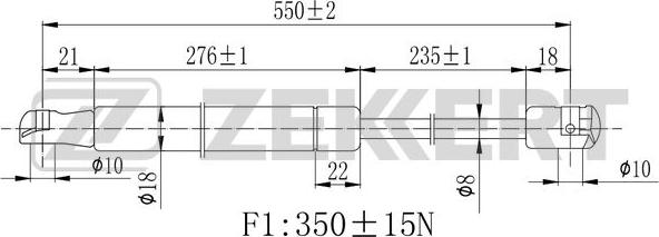 Zekkert GF-2173 - Газовая пружина, упор autosila-amz.com