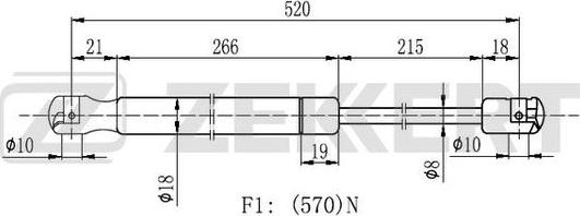 Zekkert GF-2177 - Газовая пружина, упор autosila-amz.com