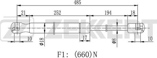 Zekkert GF-2392 - Газовая пружина, упор autosila-amz.com