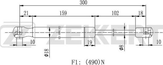 Zekkert GF-2341 - Газовая пружина, упор autosila-amz.com