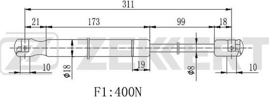 Zekkert GF-2358 - Газовая пружина, капот autosila-amz.com