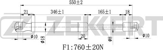 Zekkert GF-2300 - Газовая пружина, упор autosila-amz.com