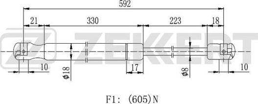 Zekkert GF-2380 - Газовая пружина, упор autosila-amz.com