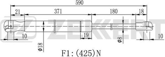 Zekkert GF-2338 - Газовая пружина, упор autosila-amz.com