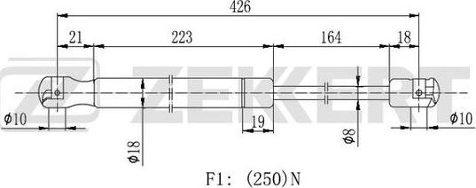 Zekkert GF-2299 - Газовая пружина, капот autosila-amz.com