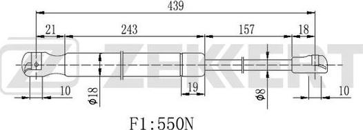 Zekkert GF-2255 - Газовая пружина, упор autosila-amz.com