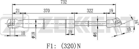 Zekkert GF-2256 - Газовая пружина, капот autosila-amz.com