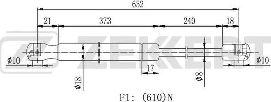 Zekkert GF-2268 - Газовая пружина, упор autosila-amz.com