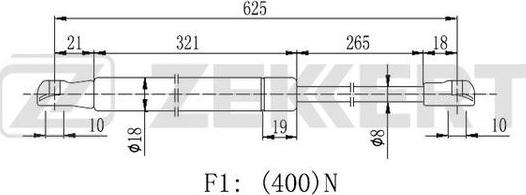 Zekkert GF-2208 - Газовая пружина, упор autosila-amz.com