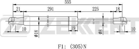 Zekkert GF-2212 - Газовая пружина, упор autosila-amz.com