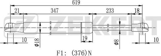 Zekkert GF-2285 - Газовая пружина, упор autosila-amz.com