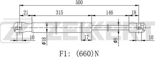 Zekkert GF-2231 - Газовая пружина, упор autosila-amz.com