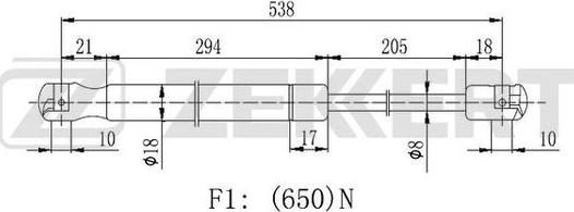 Zekkert GF-2273 - Газовая пружина, упор autosila-amz.com