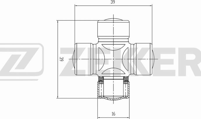 Zekkert KG-1043 - Крестовина вала рулевого механизма 16,00x39,00 / Honda Civic VII 01-, Kia Ceed 06-, Sorento 02-, Hyundai Santa Fe 01- autosila-amz.com