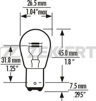 Zekkert LP-1089 - Лампа P21/5W 24V 21/5W BAY15d; упаковка 10 шт. (выведено из ассортимента) autosila-amz.com
