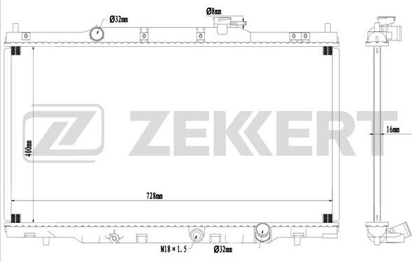 Zekkert MK-1570 - Радиатор, охлаждение двигателя autosila-amz.com