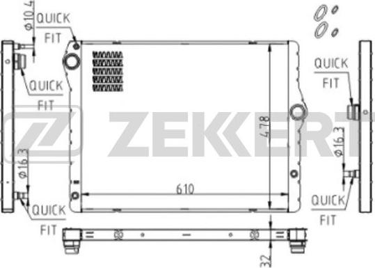 Zekkert MK-1614 - Радиатор, охлаждение двигателя autosila-amz.com