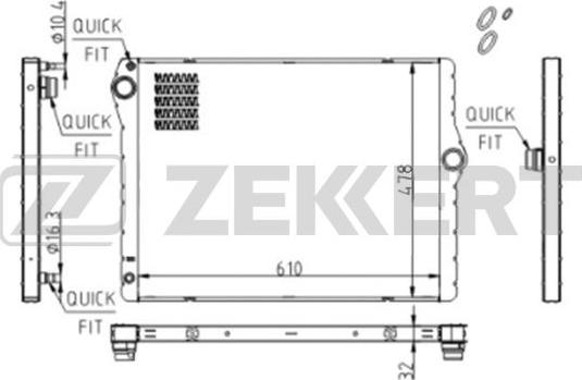 Zekkert MK-1615 - Радиатор, охлаждение двигателя autosila-amz.com