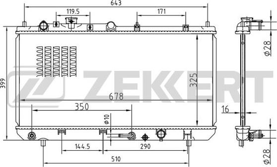 Zekkert MK-1393 - Радиатор охл. дв. Mazda 323 VI 98- autosila-amz.com