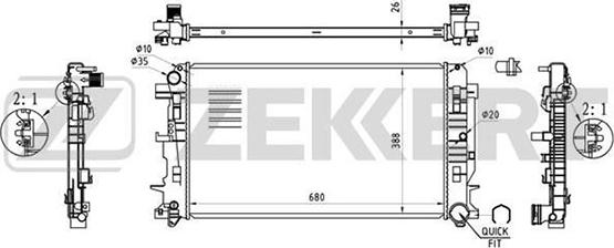 Zekkert MK-1355 - Радиатор, охлаждение двигателя autosila-amz.com