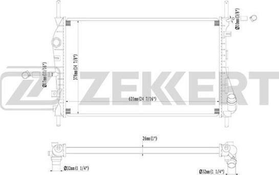 Zekkert MK-1216 - Радиатор охлаждения двигателя Ford Mondeo III 02- autosila-amz.com