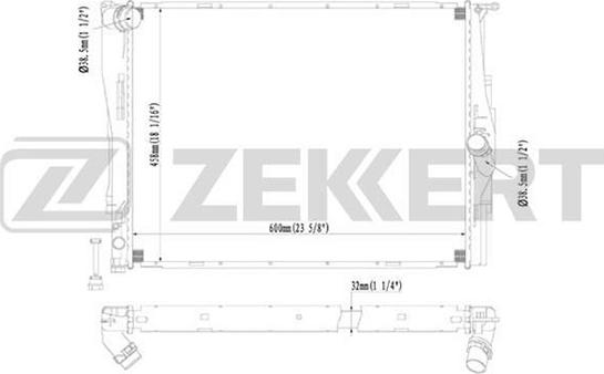 Zekkert MK-1237 - Радиатор охлаждения двигателя BMW 1 (E8_) 04-, 3 (E90-93) 04-, X1 (E84) 09-, Z4 (E89) 09- autosila-amz.com