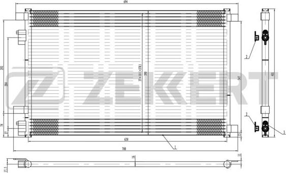 Zekkert MK-3045 - Конденсатор кондиционера autosila-amz.com