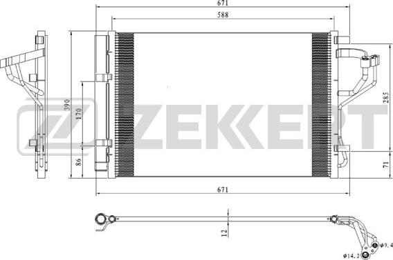 Zekkert MK-3158 - Конденсатор кондиционера autosila-amz.com