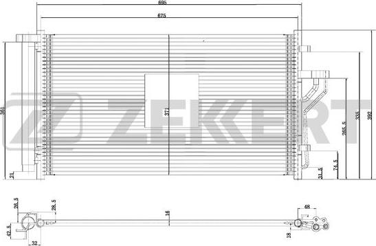 Zekkert MK-3185 - Конденсатор кондиционера autosila-amz.com