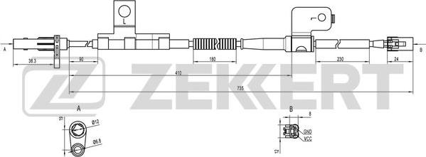Zekkert SE-6098 - Датчик ABS, частота вращения колеса autosila-amz.com