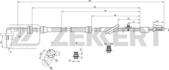 Zekkert SE-6049 - Датчик ABS, частота вращения колеса autosila-amz.com