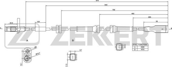 Zekkert SE-6040 - Датчик ABS, частота вращения колеса autosila-amz.com