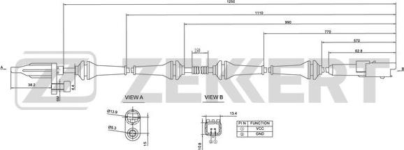 Zekkert SE-6041 - Датчик ABS, частота вращения колеса autosila-amz.com