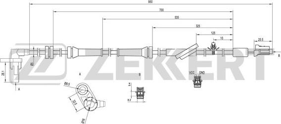 Zekkert SE-6048 - Датчик ABS, частота вращения колеса autosila-amz.com