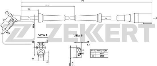 Zekkert SE-6054 - Датчик ABS, частота вращения колеса autosila-amz.com