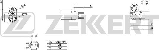 Zekkert SE-6055 - Датчик ABS, частота вращения колеса autosila-amz.com