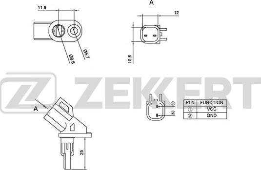 Zekkert SE-6056 - Датчик ABS, частота вращения колеса autosila-amz.com