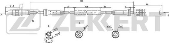 Zekkert SE-6065 - Датчик ABS, частота вращения колеса autosila-amz.com