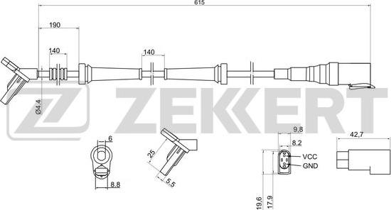 Zekkert SE-6061 - Датчик ABS, частота вращения колеса autosila-amz.com