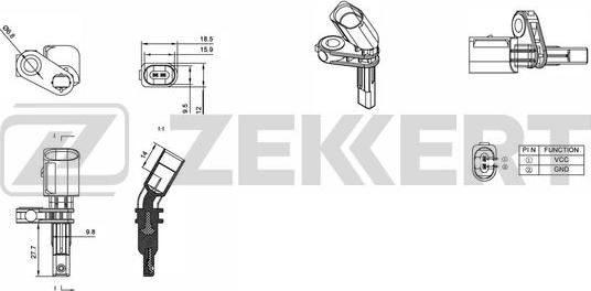 Zekkert SE-6007 - Датчик ABS, частота вращения колеса autosila-amz.com