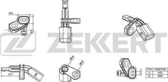 Zekkert SE-6015 - Датчик ABS, частота вращения колеса autosila-amz.com