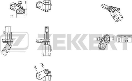 Zekkert SE-6016 - Датчик ABS, частота вращения колеса autosila-amz.com