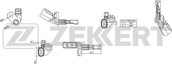 Zekkert SE-6010 - Датчик ABS задн. прав. VW Passat VI, VII 07-, Jetta III, IV 08-, Golf V, VI 04-, Audi A3 II 05-, Q3 11-, Skoda Octavia II (1Z_)  autosila-amz.com