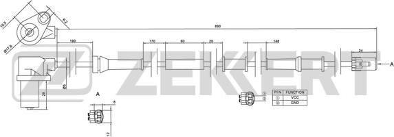 Zekkert SE-6084 - Датчик ABS, частота вращения колеса autosila-amz.com