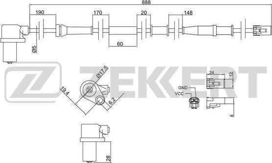 Zekkert SE-6085 - Датчик ABS, частота вращения колеса autosila-amz.com